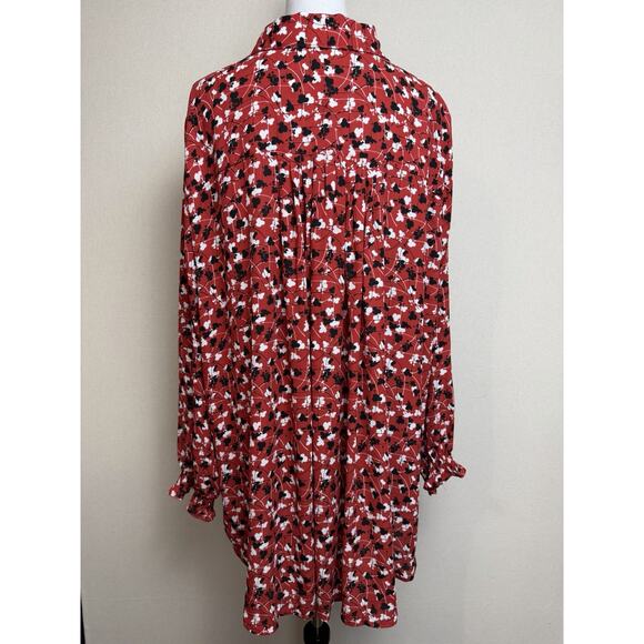 Lane Bryant Women’s Tunic Top Button Front Sz 26/28 Red W/ Black White Print - Picture 7 of 16